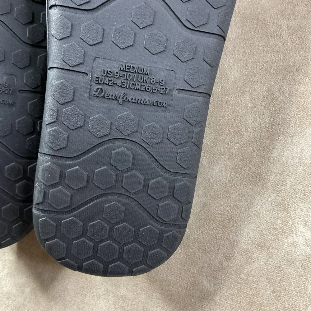 Dearfoams Brand Slippers Sz 9-10 Men's Black faux suede Slip On low back